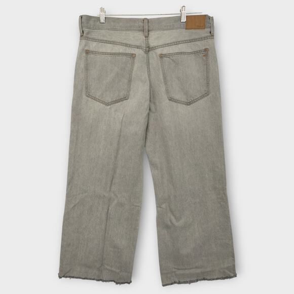 Womens Madewell Low Rise Super Wide Leg Gray Jean Raw Hem Size 30" Waist - Picture 5 of 6